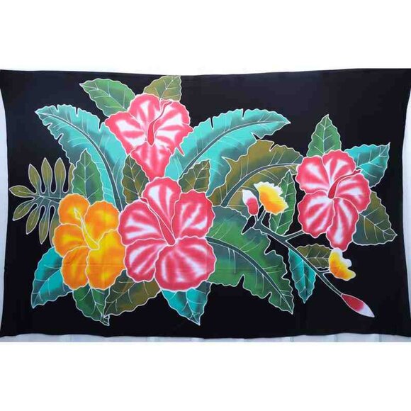 CM15 Flower Batik Plus 38" Open Hand Painted Cover Up Midi Cardigan fit up to 5X - Picture 2 of 2